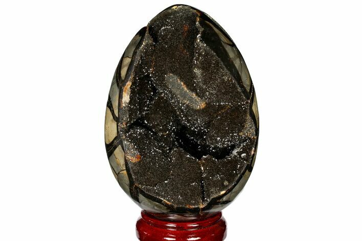 Septarian Dragon Egg Geode - Black Crystals #121255